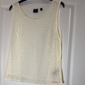 Rafaella Cream Textured Sleeveless Tank Top